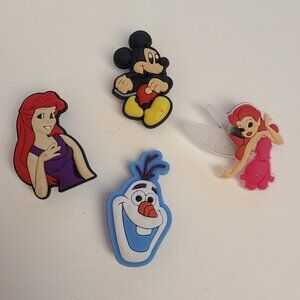 Disney Croc Shoe Charm Bundle of 4 Mickey  Mouse Princess Olaf Frozen Fairy